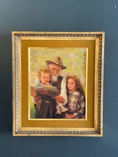 Portrait vintage d'une famille en train de lire