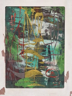 Vintage Mid-Century Modern Abstract Painting by Saul Steinlauf