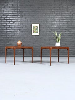 Newly Refinished -Pair of Mid-Century Modern “Rhythm” Walnut Side Tables by Lane