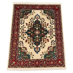 Vintage Indo-Persian Tabriz Floral Medallion Hand-Knotted Wool Rug