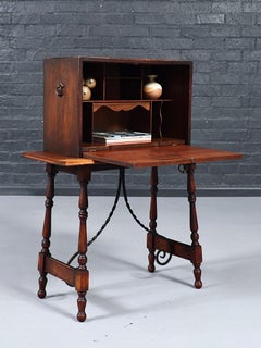 Antique Spanish Colonial Revival Bargueño-Style Drop-Front Writing Desk