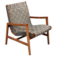 Jens Risom Modell 654 – Loungesessel aus Walnussholz mit geflochtener Sitzfläche für Knoll Studio