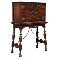 Antique Spanish Colonial Revival Oak & Wrought Iron Writing Desk