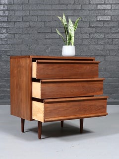 Newly Refinished - Mid Century Modern 3-Drawer Walnut Dresser by Lane
