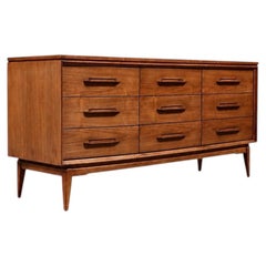 Newly Refinished - Mid Century Modern 9-Drawer Walnut Dresser by Bassett