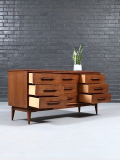 Newly Refinished - Mid Century Modern 9-Drawer Walnut Dresser by Bassett