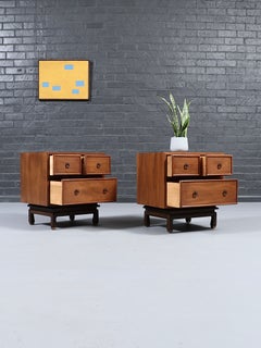 Newly Refinished - Pair of American of Martinsville Chinoiserie Night Stands