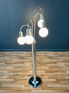Mid-Century Modern Chrome Metal Orb Floor Lamp