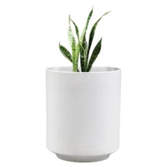 Mid Century Modern White Glazed Ceramic Planter