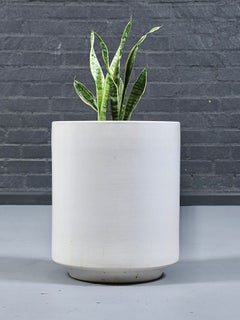 Mid Century Modern White Glazed Ceramic Planter