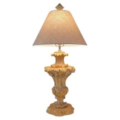 Vintage Italian Lámpara de Madera Tallada de Estilo Rococó