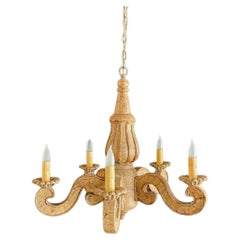 Vintage Italian Provincial Style Painted Carved Wood Chandelier