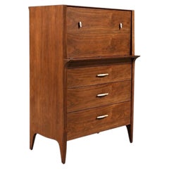 Newly Refinished -Mid-Century Modern “Profile” Highboy Dresser w/ Drop-Down Desk