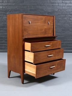 Newly Refinished -Mid-Century Modern “Profile” Highboy Dresser w/ Drop-Down Desk
