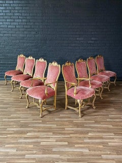 Set of 8x French Style Painted & Carved Wood Dining Chairs