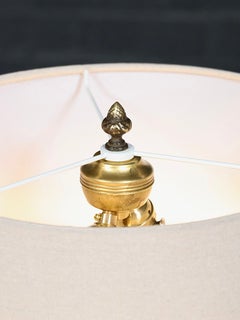 Italian Neoclassical Revival Green Onyx & Gilt Cherub Table Lamp