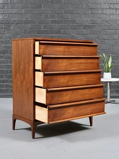 Newly Refinished - Mid-Century Modern “Rhythm” Walnut Highboy Dresser by Lane