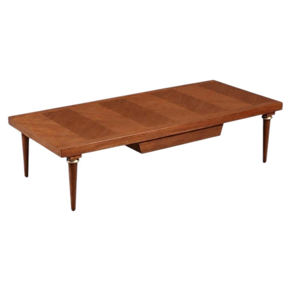Newly Refinished - Mid Century Modern Walnut & Brass Coffee Table