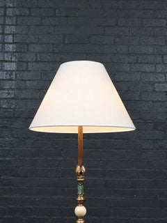Antique Spanish Revival Cast Metal Floor Lamp w/ Marble Accent
