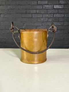 Antique Arts & Crafts Hand-Hammered Copper & Brass Fireplace Coal Bucket, c.1900