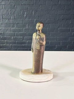 Egyptian Style Brass & Marble Figurative Sculpture
