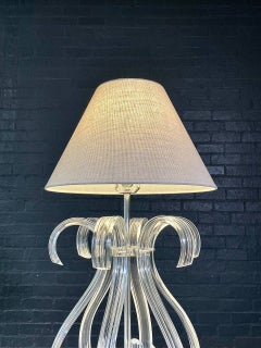 Hollywood Regency Sculptural Curved, Clear Lucite Table Lamp