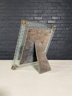 Italian Regency Beveled Glass & Twisted Lucite Picture Frame