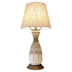Mid Century Modern Abstract Glazed Ceramic Table Lamp with Brass Base
