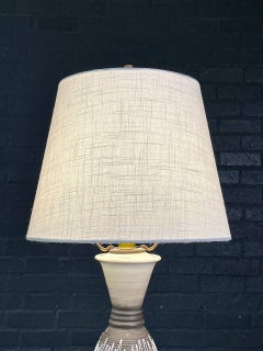 Mid Century Modern Abstract Glazed Ceramic Table Lamp with Brass Base