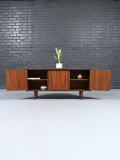Newly Refinished - Mid Century Modern Solid Walnut 3-Door Credenza by Ace-Hi