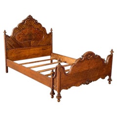 Full Size American Victorian Revival Burl Walnut Bed by Sligh Furniture Company