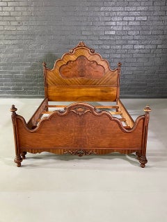 Full Size American Victorian Revival Burl Walnut Bed by Sligh Furniture Company