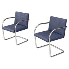 Pair of Knoll Style Chrome Cantilever Armchairs