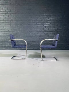 Pair of Knoll Style Chrome Cantilever Armchairs