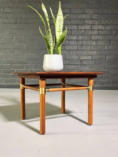 Newly Refinished - Mid-Century Modern Rosewood, Walnut & Brass Side Table
