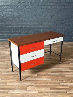 Newly Refinished - Mid-Century Modern Two-Tone Lacquered & Walnut Writing Desk
