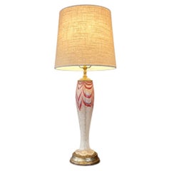 Mid Century Modern Italian Murano Glass Table Lamp with Decoration & Brass Base