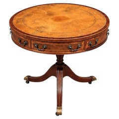 Regency Leather Top Drum Table By Baker Furniture