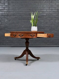 Regency Leather Top Drum Table By Baker Furniture