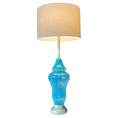 Mid-Century Hollywood Regency Italian Blue Swirl Murano Table Lamp