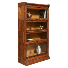 Antique Arts & Crafts Quarter-Sawn Oak Four-Section Stackable Bookcase