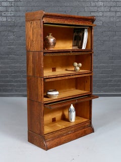 Antique Arts & Crafts Quarter-Sawn Oak Four-Section Stackable Bookcase
