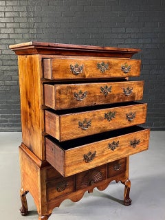 American Chippendale Revival Wood Highboy Dresser