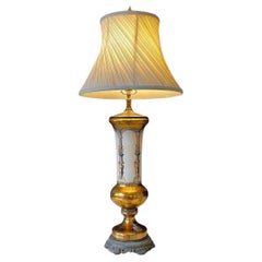 French Neoclassical Painted Glass w/ Classical Male Figural Motifs Table Lamp