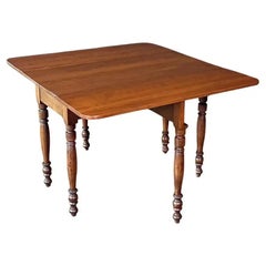 American Farmhouse Drop-Leaf Dining Table w/ Turned Legs
