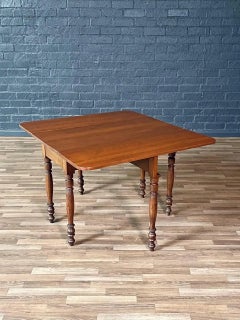 American Farmhouse Drop-Leaf Dining Table w/ Turned Legs
