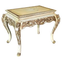 French Rococo Style Gilt & Painted Carved Wood Center Table