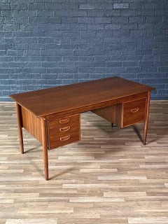 Newly Refinished - Mid-Century Danish Modern Walnut Executive Desk