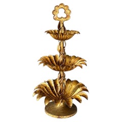 Italian Regency Gilt Tole 3-Tier Palm Leaf Stand