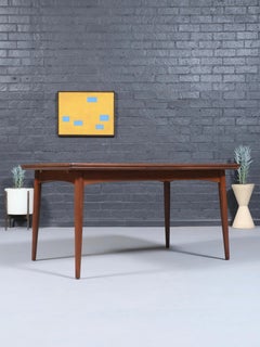Newly Refinished - Expanding Mid-Century Walnut Draw-Leaf Dining Table